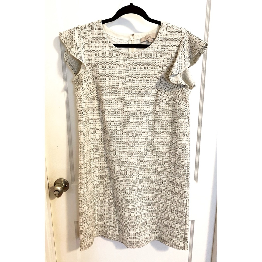 Loft flutter sleeve boucle dress